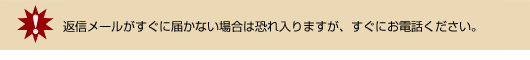 返信メールがすぐに届かない場合は恐れ入りますが、すぐにお電話ください。